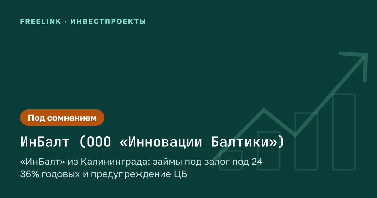 «ИнБалт» из Калининграда: займы под залог под 24–36% годовых и предупреждение ЦБ