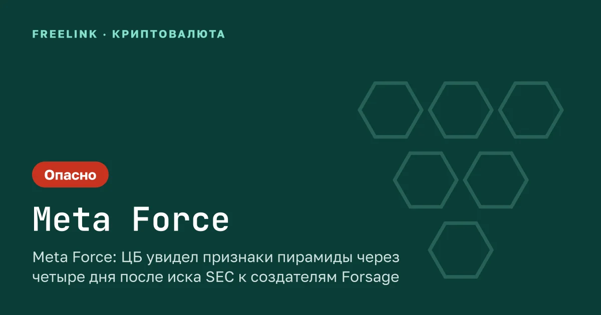 Meta Force: ЦБ увидел признаки пирамиды через четыре дня после иска SEC к создателям Forsage